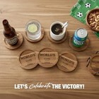 Acacia Wood Coasters Set Of 6 With Metal Holder  Laser Engraved The World s