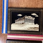 Vtg Rare Lot Of 2 Greek Ruins Wall Plaques Black   Gold Athens Greece Parthenon