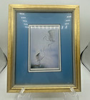 Framed 1980s Great Egrets Lithograph Pastel Birds Art Deco Revival Signed Matted