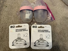 New Comotomo 5 Oz Baby Bottle Set Green Pink Nipples Slow Medium Flow Bundle Lot