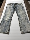 True Religion Men   s Straight Fit Acid Wash Blue Denim Jeans Cotton Button 42