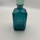 Teal Liquor Decanter Glass Container Bottle With Stopper- Vintage    look    Sealed