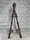 Antique Cast Iron Ornate Art Easel Fleur De Lis Paw Feet French Face Art Deco