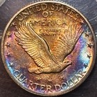 1917 Type 1 Standing Liberty Quarter Rainbow Toned Gem Bu Original Skin Stunning