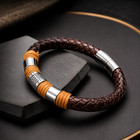Men s Braided Pu Leather Bracelet With Magnetic Clasp     Stainless Steel Fashion
