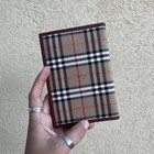 Burberrys Vintage Brown Checked Canvas Leather Agenda Passport Holder