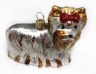 Yorkshire Terrier Red Bows Dog Polish Glass Christmas Ornament Decoration Poland