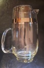 Vtg Modern Martini Pitcher Cocktail 4 Glasses Set Silver Band Libby Mcm
