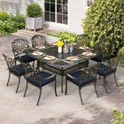 9 Piece Outdoor Patio Dining Set Cast Aluminum Square Table And Stackable Chairs