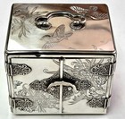 Antique Japanese Sterling Silver Black Lacquer Jewelry Drawer Cabinet