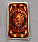 1oz  999 Fine Silver Bar Cuauhtemoc Aztec Bar Enhanced Colorized