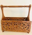 Hand Carved Wooden Magazine Holder