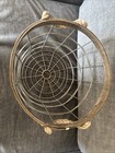 Country Farmhouse Metal Wire Basket W  Rope Handles Cottage Core 9hx11w