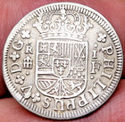1721 Spanish Segovia Cross Silver 1 Reales Early American Pocket Change