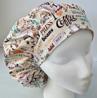 Coffee Print Size Large Medical Bouffant Scrub Cap Surgery Hat