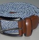 Perry Ellis Small Men Stretch Woven Leather Belt Casual 30-32 Blue White New