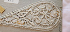 Antique 2pc Hand Made France 2pc Cream Rose Tear Drop Sewing Trim Lace Pieces