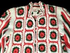 Vtg 60 s Crochet Christmas Sweater Size M Handmade Granny Square Not Ugly  