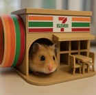 Hamster Hideaway  mini Convenience Store  With Spinning Wheel And Cover