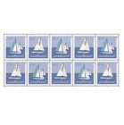 Sailboats Postcard Stamps  1 2 Sheet  10 Stamps  