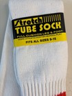 Nos Vtg 70 s Navy orange White Striped Ribbed Stretch Long Tube Socks men s 9-15