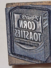 Vintage Printing Letterpress Printer Block Wood Metal Posts Corn Toasties Cereal