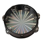Radiant Tambourine 8 Inch Hand Held Drum With Double Row Jingles  Reflective    