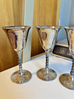 Antique Vintage Valero Wine Goblets Spain Set Of 4 Silver Plated Twisted Stem
