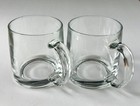 Set Of 2 Vintage Heavy 12oz Clear Glass Coffee tea Mugs 3 25 diameter X 3 75 h