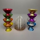 Vtg Mcm Set 8 Multi Color Colorama Anodized Aluminum Glass Insert Sherbet Dishes