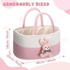 Bunny Baby Diaper Caddy Organizer Cotton Rope Nursery Storage Bin Basket Baby   