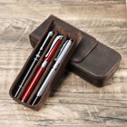 Handmade Genuine Leather Pen Case Office Pencil Holder Pens Organizer Bag School