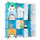 4-layer 12-grid 2-hanging Rod Plastic Steel Wire Material Magic Cube Wardrobe
