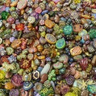 3 5oz Czech Pressed Gold Painted Glass Beads Handmade Vintage Style Loose Beads