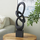 Abstract Loop Sculpture Black Home Decor Statue Polystone 20in Accent Figurine