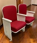 2 Theater Seats  Vintage Red Upholstered Tip-up Cinema Auditorium Seating  A47