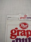 Vintage 1989 Post Raisin Grape Nuts Cereal Box Flat Empty used cookie Recipes