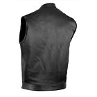 Defy    Soa Men s Motorcycle Club Leather Vest Concealed Carry Arms Solid Back 
