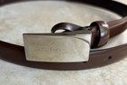 Coach Vtg Italy Women   s Silver Buckle Brown Leather Belt Sz 28 Small New