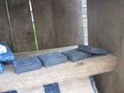 Early Antique Wood Alphabet Abc Blocks Black Milk Paint 1864