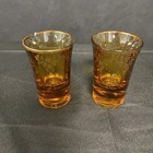 Set Of 4 Vintage Amber Shot Glasses With Gold Detailing