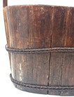 Vintage Wooden Water Bucket Chinese Burden Very Old Oval Large Rustic Primitive