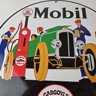 Vintage Mobil Sign - Gargoyle Mobilgas Attendants Gas Oil Filling Porcelain Sign