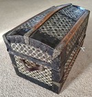 Rare Original Antique Doll   Sample  Toy Trunk Barrel Dome Top  Tray   Key 