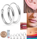 Continuous Mini Hoop Earrings 8mm 10mm 12mm 14mm 16mm Sterling Silver 925 Pair