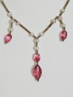 Antique Czech  Faceted Pink   Blown Glass Metal Beaded Drop  Necklace    read