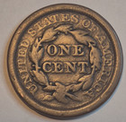 1853 1c Bn Braided Hair Cent Vg  Features Variant N28 Rarity 3  Gsid 1168