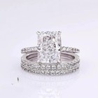 Trio Set Moissanite Engagemement Ring Solid 14k White Gold 3 Carat Radiant Cut