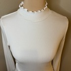American Eagle Women s Top Ribbed Knit Long Sleeve Mock Neck White  Size M  255