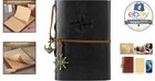 Leather Journal Notebook Black  Spiral Refillable Travel Diary 160 Pages
